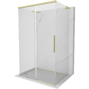 Mexen Rox-3S L Тристенна плъзгаща се душ кабина 155 x 120 см, прозрачна, златна четка - 8C2L-155-120-55-00-3S (8C2L-155-120-55-00-3S)