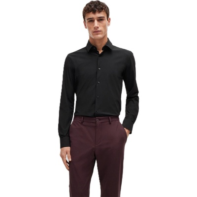 HUGO BOSS Риза с дълъг ръкав Boss Men's Hank Kent Long Sleeve Oxford Shirt - Black