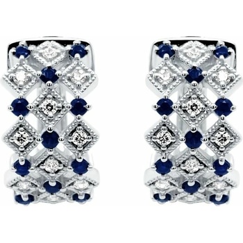 Eppi Zlaté kruhové náušnice s diamantmi a zafírmi Solveig E49360