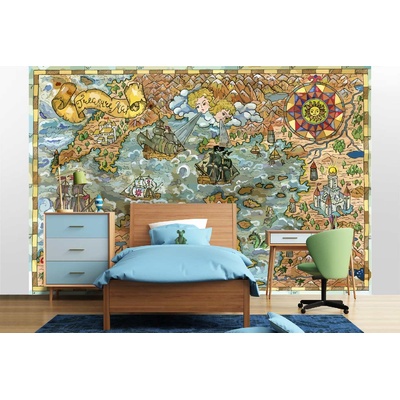 DIMEX ART Самозалепваща се флизелинова фототапета карта на пиратски кораб 375 x 250 см