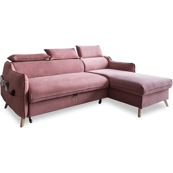 Miuform Светлорозов кадифен ъглов разтегателен диван (десен ъгъл) Sweet Harmony - Miuform (812MO235)