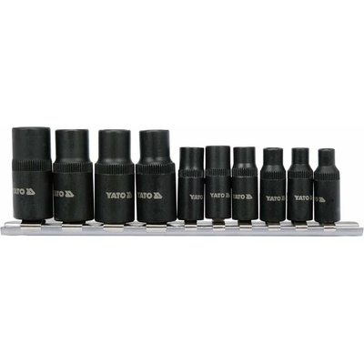 YATO Menetfúró dugókulcs adapter készlet 10 részes 1/4", 3/8"