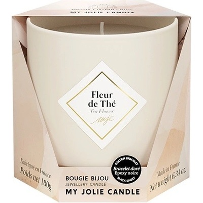 My Jolie Candle Vonná svíčka 36h s náramkem Black Les Essentielles Čajovníkový květ 320331