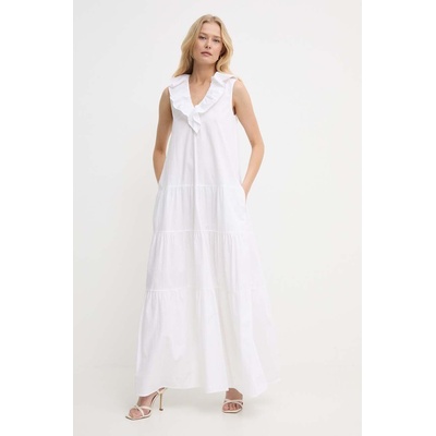 Silvian Heach Памучна рокля Silvian Heach в бяло дълга разкроена (GPP24085VE)