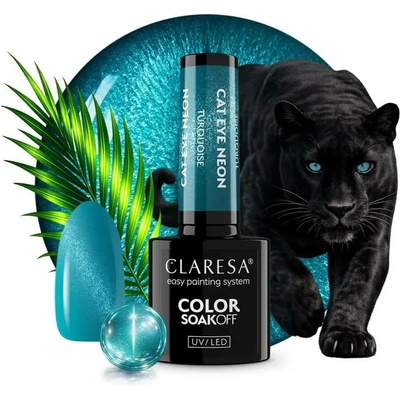 CLARESA Gél lak CAT EYE NEON Turquoise 5 g