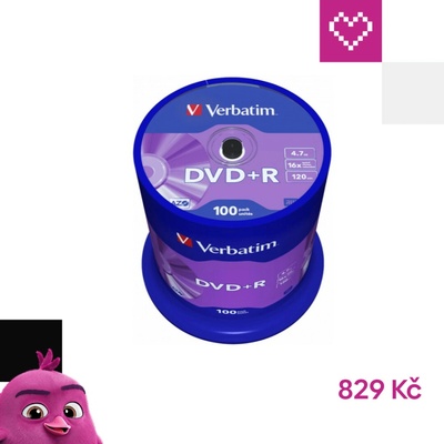 Verbatim DVD+R 4,7GB 16x, spindle, 100ks (43551) – Hledejceny.cz