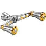 GOMEXUS Двойна ръкохватка (ноб) за дръжка GOMEXUS Dual Color Titanium&Gold Spinning Double Handle 98mm Aluminium за макари Daiwa и Shimano Риболовна макара