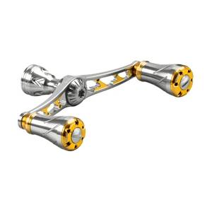 GOMEXUS Двойна ръкохватка (ноб) за дръжка GOMEXUS Dual Color Titanium&Gold Spinning Double Handle 98mm Aluminium за макари Daiwa и Shimano Риболовна макара