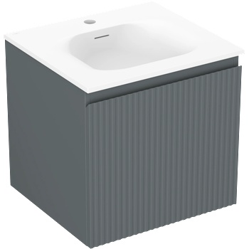 Mexen Rivel баня шкаф 50 см с мивка Vela, 1 чекмедже, рифлена, мат графит/мат бял - 91A20-05047-1-BF66-W23M01 (91A20-05047-1-BF66-W23M01)