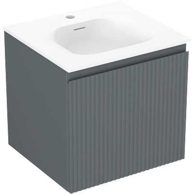 Mexen Rivel баня шкаф 50 см с мивка Vela, 1 чекмедже, рифлена, мат графит/мат бял - 91A20-05047-1-BF66-W23M01 (91A20-05047-1-BF66-W23M01)