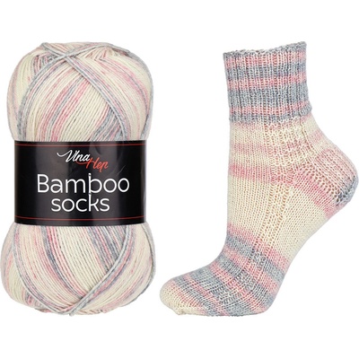 Vlna-hep Příze Bamboo socks - vlněná ponožková s bambusem Bamboo socks: Melír 7904