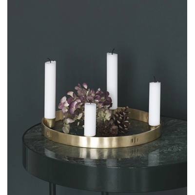 ferm LIVING Mosazný adventní svícen Circle Brass, zlatá barva, kov