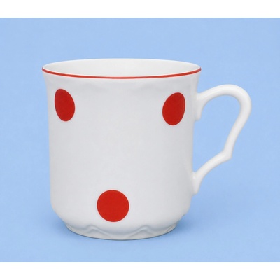 český porcelán Dubí Hrnček Karel L červená bodka 270 ml