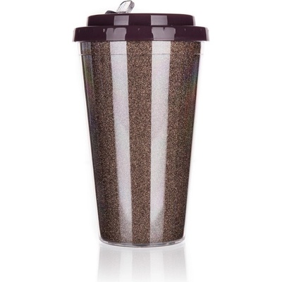 Banquet Hrnček cestovný dvojstenný GLITTERS 500 ml hnedá