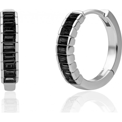 Sparkling Jewels strieborné náušnice s čiernymi kubickými zirkónmi EAS23-CZ02