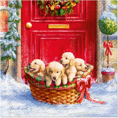 PAW Obrúsky L Christmas puppies 33x33cm