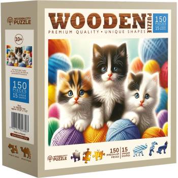Wooden City Дървен пъзел Wooden City, 150 части - Котета и прежда (NB 0603-M)