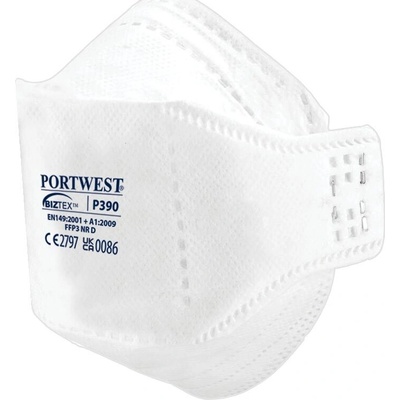 Portwest P390 EAGLE FFP3 Dolomitový skladací plochý respirátor 20 ks biela UNI