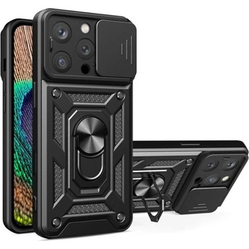 Techsuit Калъф за Apple iPhone 16 Pro, хибриден (термополиуретан и поликарбонат), Techsuit CamShield Case, удароустойчив, с пръстен, черен (KF2330555)