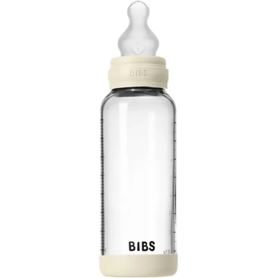 BIBS Стъклена бебешка бутилка Bibs - Със силиконов биберон, 240 ml, Ivory (50201216)