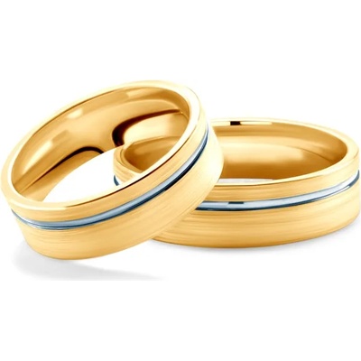 SAVICKI Сватбени халки: двуцветно злато, плоски. 6 мм