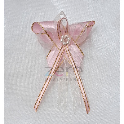 Vonička (vývazek) svatební - starorůžová-starorůžová s perlovým květem