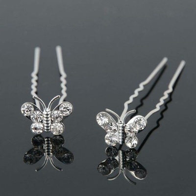 Naishide Jewelry Svatební vlásenky MOTÝL 10 ks - stříbrná