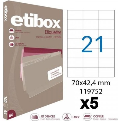 Etikety univerzálne 70x42,4mm Etibox A4 100 hárkov AG119752