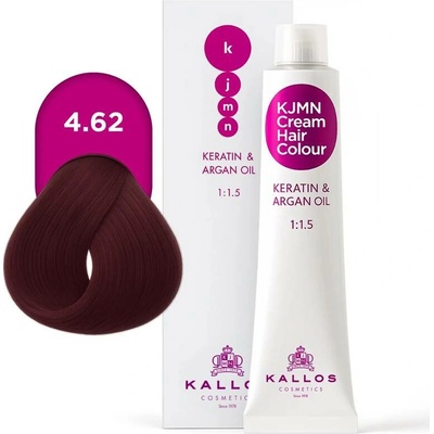 Kallos KJMN s keratinem a arganovým olejem 4.62 Medium Red Violet Brown Cream Hair Colour 1:1.5 100 ml