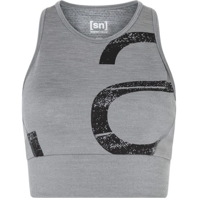 super. natural Дамски спортен сутиен super. natural Women's Capital Logo LF Top Sports bra - Cashmere Grey Melange / Jet Black (114-3791-0112)