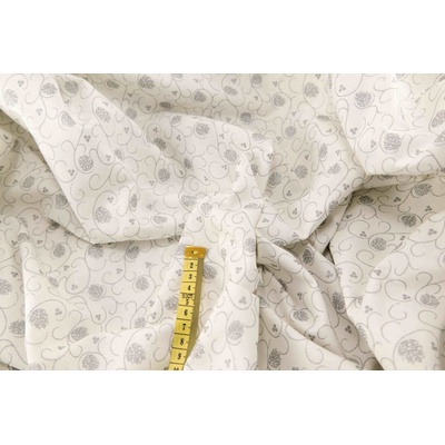 Bavlnené plátno - strieborné metalické šišky na podklade off white - šírka 150 cm