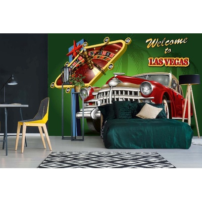 DIMEX ART Самозалепваща се флизелинова фототапета ретро плакат лас вегас 375 x 250 см