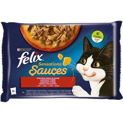 Felix Sensations Countryside Flavours v omáčke z morčacieho a jahňacieho mäsa 4 x 85 g