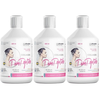 KolagenDrink Collagen 10 000 PURE Peptide hydrolyzovaný hovädzí kolagén 3 x 500 ml
