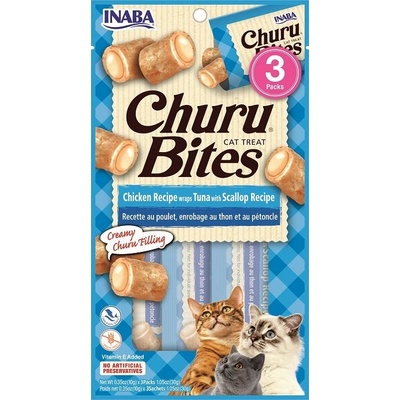 INABA Cat Churu Bites tuniak s hrebenatkou 3 x 10 g