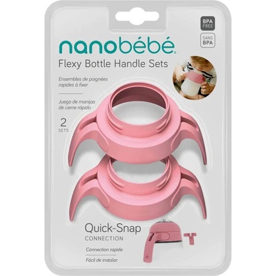 Nanobebe Дръжки за силиконови бутилки Nanobebe - 2 броя, розови (31672)