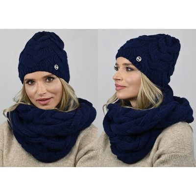 Fashionweek Dámská souprava čepice a šály ZIZI-K9 Tmave modry