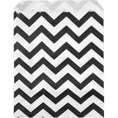 Papírový sáček chevron 10x14 cm - bílo-černá chevron (100 ks)