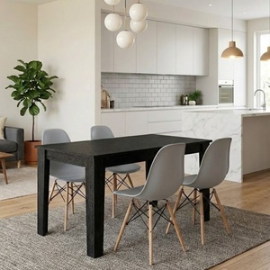 TopMebel Трапезен комплект 5 части Darlen - Nova TopMebel sencron в черен цвят - сив 125x72x74cm
