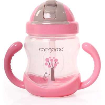 Cangaroo Чаша с пластмасова сламка Cangaroo - Розова, 280 ml (106618)