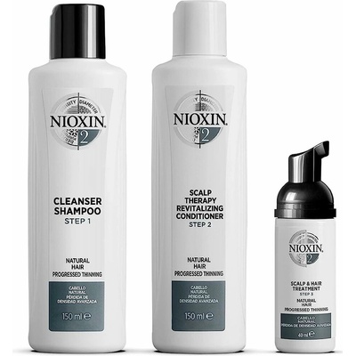 Nioxin System 2 Cleanser šampon 150 ml + System 2 Cleanser šampon 150 ml + System 2 Scalp Revitaliser kondicionér 40 ml System 2 Scalp Treatment Pro jemné a chemicky neošetřené vlasy dárková sada