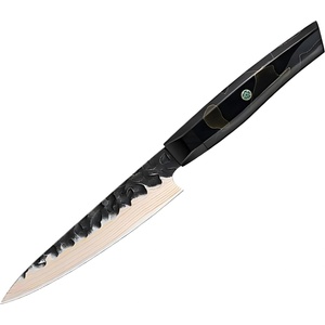 HARAHU Дамаски кухненски нож ZA-37580 - Utility / Черен / Кафяв KP37580