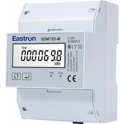 Třífázový obousměrný elektroměr Eastron SDM72D-M Modbus v2 RS485