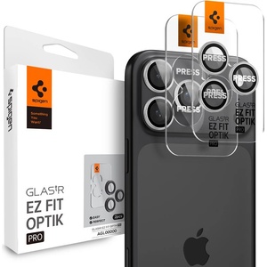 Spigen 2 комплекта предпазни стъклени лещи за камерата на iPhone 17 Pro, iPhone 17 Pro Max, iPhone 16 Pro, iPhone 16 Pro Max, iPhone 15 Pro, iPhone 15 Pro Max, iPhone 14 Pro, iPhone 14 Pro Max - Spigen Glass