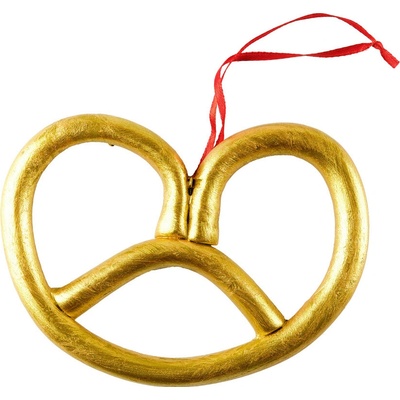 DECOLED Vánoční ozdoba na stromeček preclík, 15 × 11 cm, zlatý, PVC, IP44, venkovní