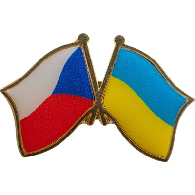 Odznak (pins) vlajka priateľstvo Česká republika+Ukrajina 2,6 cm - farebný