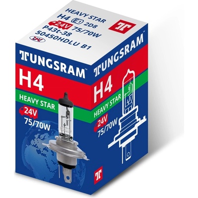 Tungsram Heavy Star H4 P43t 24V 75/70W