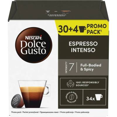 NESCAFÉ Кафе капсули NESCAFE Dolce Gusto - Espresso Intenso Promo pack 30+4, 34 напитки