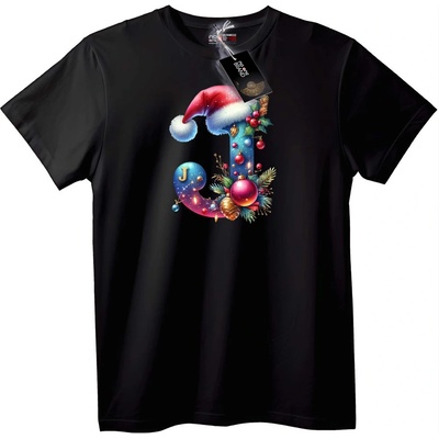 NOONEBRAND Коледна тениска с буква J - S, Black