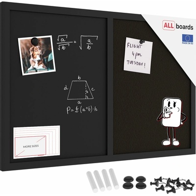 ALLboards Tabule COMBI - černý korek a magnetická černá tabule 60 x 40 cmTMK64_0002